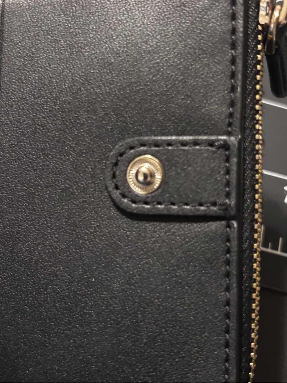kate spade black zip card wallet gold logo damage noted-id slot See PHOTOS - Picture 7 of 14